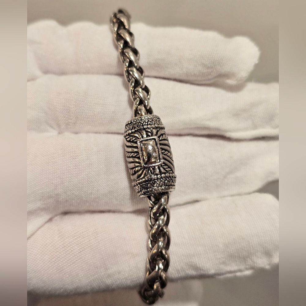 High Quality Stainless Steel Silver Tone Magnetic Clasp Men's 7.5 Inch Bracelet